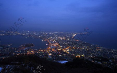 黎明前俯视函馆山图片