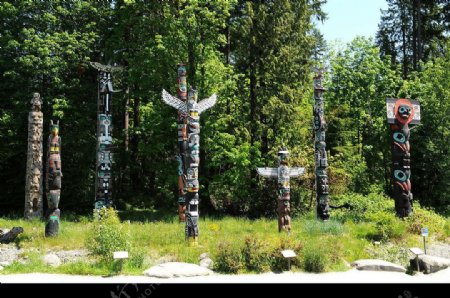 加拿大温哥华北美洲原居民图腾图片