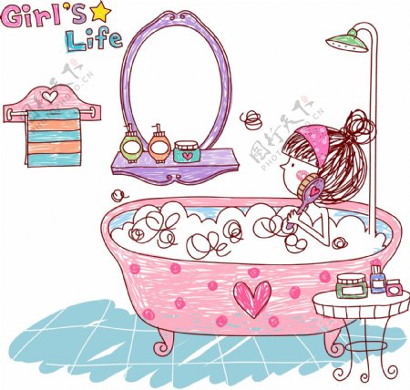 在浴缸里泡澡的女孩图片