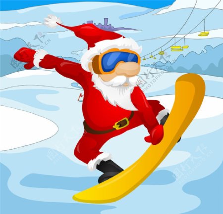 滑雪的圣诞老人图片