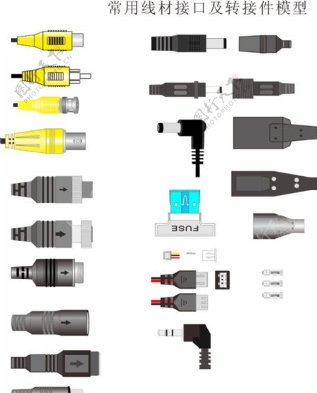 RCABNC视频线四芯航空头USB耳机座DC电源线接口图片