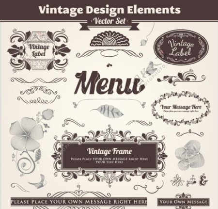 欧式花纹边框标签菜单设计图片