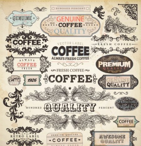 古典欧式花纹边框装饰咖啡标签图片