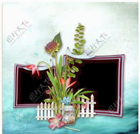 花朵相框模板图片