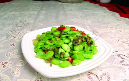 蚕豆米炒雪菜图片