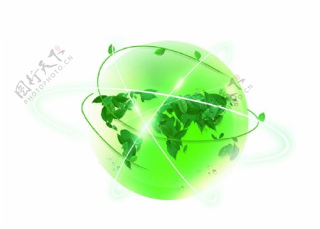 分层绿叶水晶地球图片