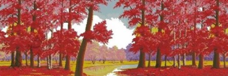 红枫林全版十字绣图纸图片