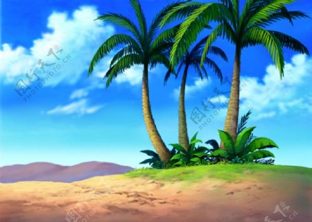动画背景椰树图片