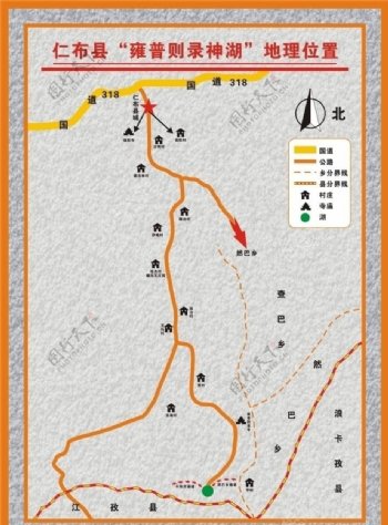 仁布县雍普则录神湖地理位置图片