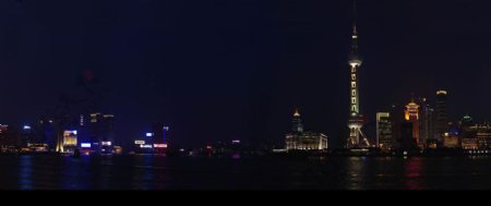 宽幅高清黄浦江夜景图图片