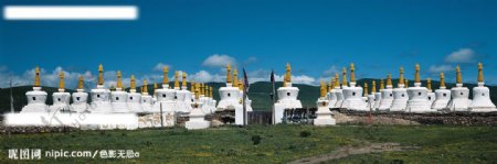 西藏白塔群图片