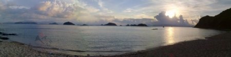 中国南海孤岛晨光美境图片