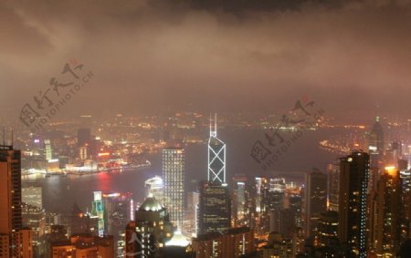 香港维多利亚港海湾夜景摄影照片图片