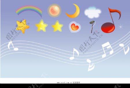 星星月亮星球音乐音符图片