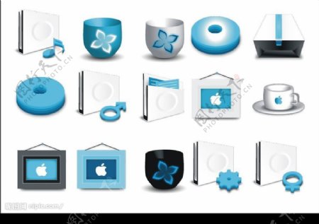 蓝色立体魅力电脑图标图片