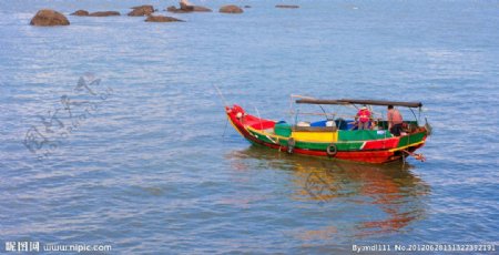 厦门的海和渔船图片