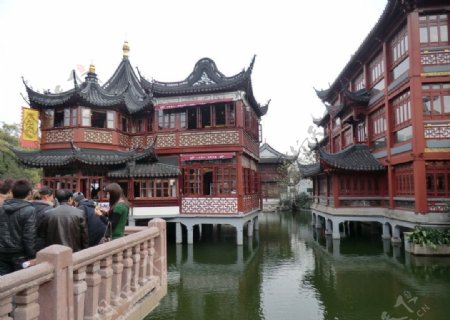 上海豫园九曲桥一角图片