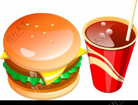 汉堡包与可乐矢量AI图片