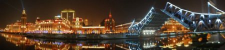 天津海河夜景夜景效果非高清图片