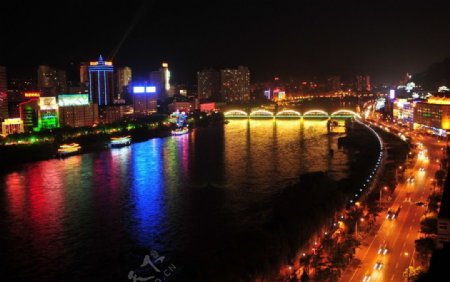 炫彩母亲河黄河之夜图片