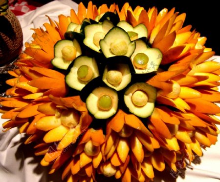 水果蔬果雕塑花传统黄手工艺成果作品图片