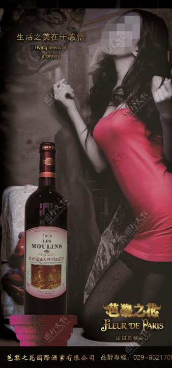 芭黎之花红酒美女展板图片
