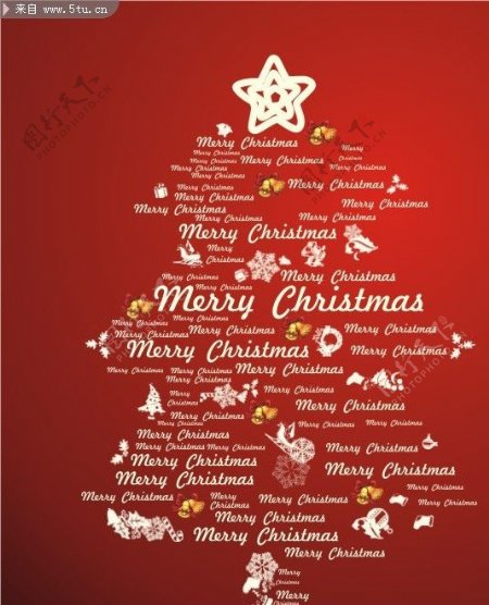 创意圣诞树图案圣诞节快乐英文字图片