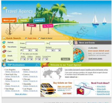 网页模板海滩椰树蓝色大海美丽旅游图片