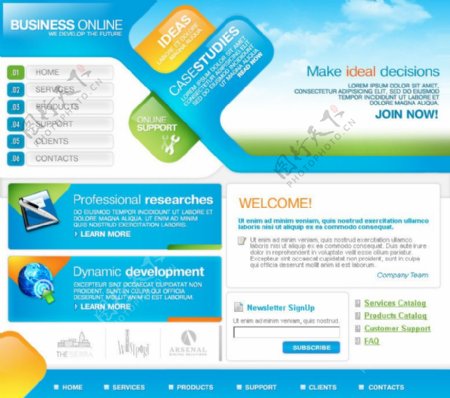 网页模板蓝色天空企业图片
