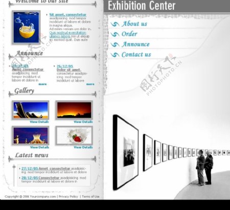 简洁大方的画廊网站模板图片