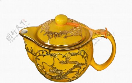 彩釉金龙茶壶图片