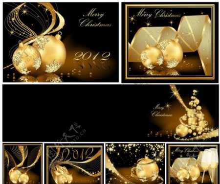 金色动感线条梦幻圣诞背景图片