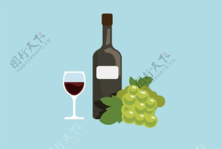 扁平葡萄酒葡萄矢量图素材图片