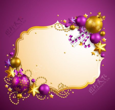 紫色圣诞背景边框图片