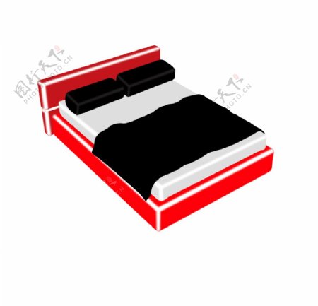 红白黑风格床图片