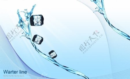 水流冰块设计分层素材图片