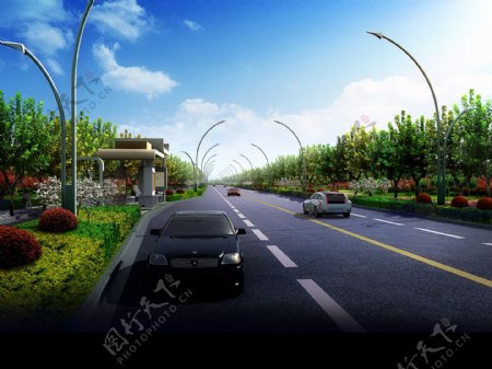 公路道路绿化设计图片
