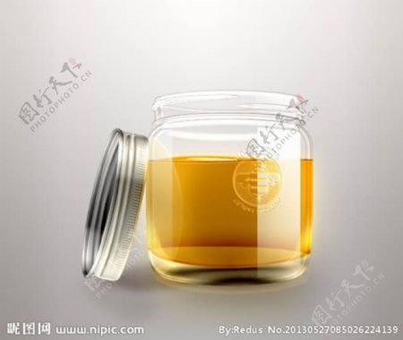质感透明蜂蜜瓶子图片