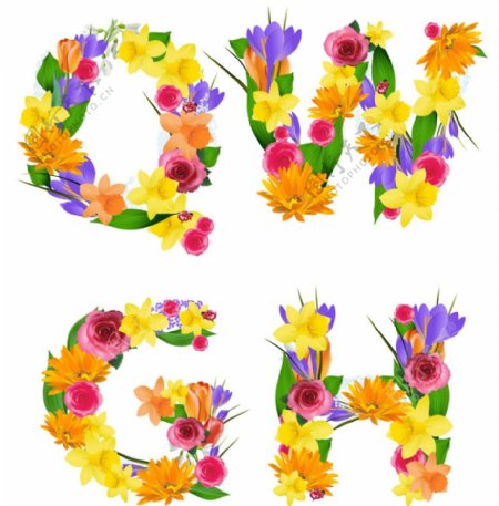 花卉字母图片