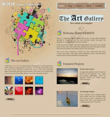 艺术画廊网页模板图片