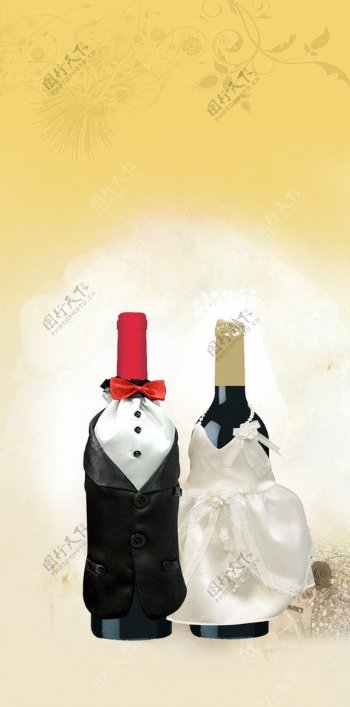 婚纱酒瓶图片