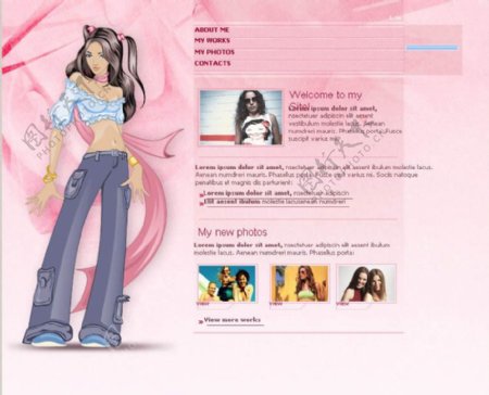 超酷粉红女生FLASH整站网站模板图片