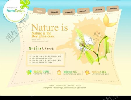 韩国清新自然网页模板图片