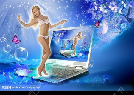 梦幻美女电脑广告图片