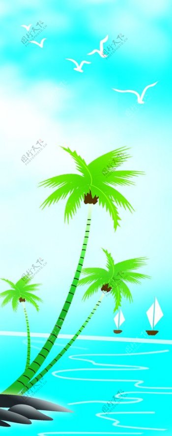 矢量海边椰子树图片