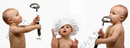 可爱婴儿小厨师图片