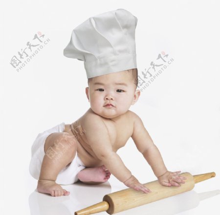打扮成厨师的宝宝婴儿图片