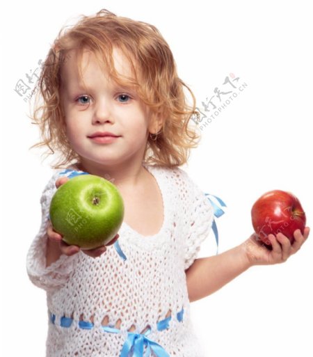 可爱小女孩和苹果图片