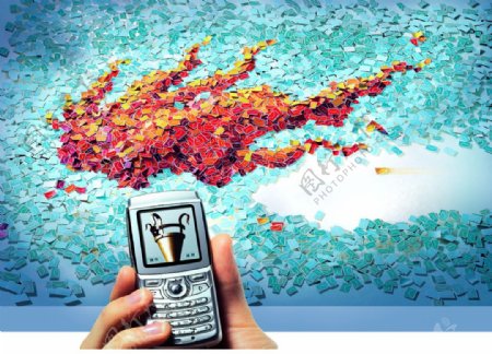 手机火焰商业海报广告图片