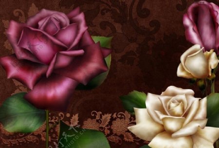 娇艳玫瑰花PSD分层素材模板图片